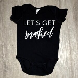 Rabbit Skins Black Bodysuit with White Script